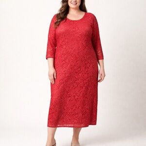 CJ Banks Midi Lace Dress. NWT